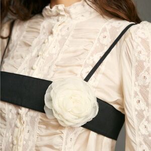 Anthropologie- Black and White Floral Band Cami